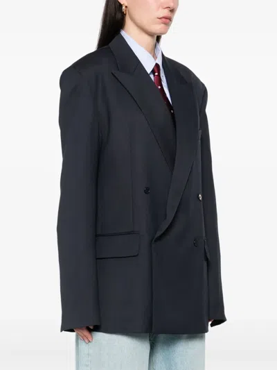 The Frankie Shop Peak Lapels Tailored Blazer In Blue