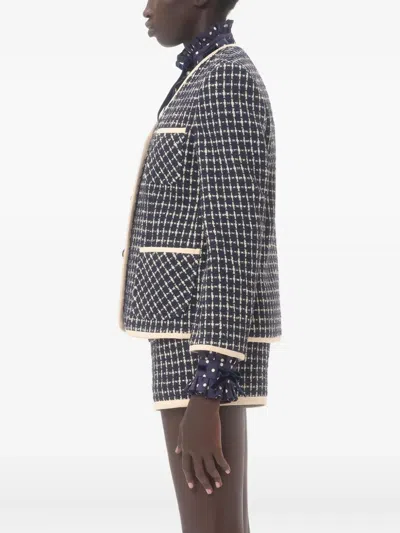 Valentino Boucle Wool Blend Jacket With Contrast Trim