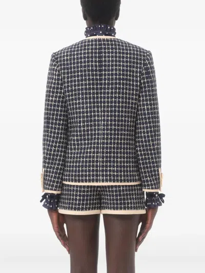 Valentino Boucle Wool Blend Jacket With Contrast Trim
