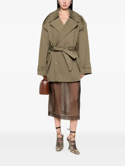 The Frankie Shop Zurich Oversized Cotton Cropped Trench Coat