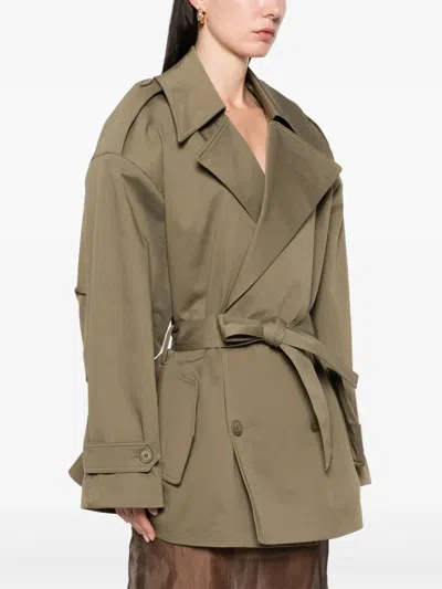 The Frankie Shop Zurich Oversized Cotton Cropped Trench Coat