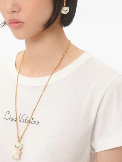 Valentino Garavani Multicolor Metal And Nylon Le Chat De La Maison Earring In Metallic