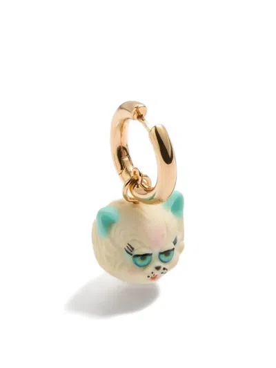 Valentino Garavani Multicolor Metal And Nylon Le Chat De La Maison Earring In Metallic