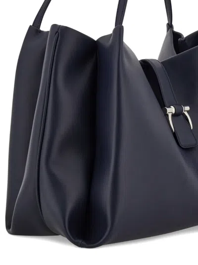 Ferragamo Large Olive Green Leather Tote Bag Women