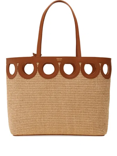 Ferragamo Large Raffia Tote Bag