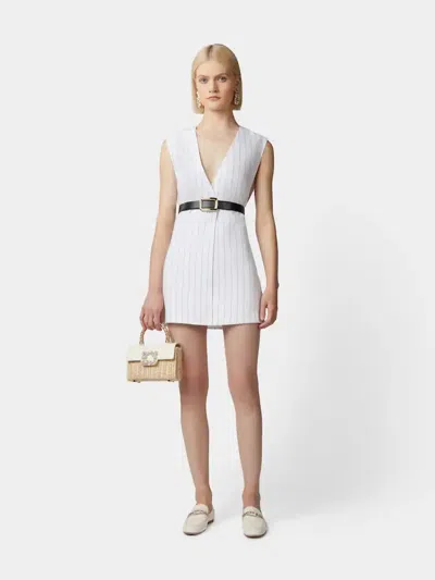 Roger Vivier Wicker Jewel Mini Flower Strass Buckle Clutch Bag In Leather And Rattan