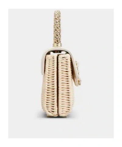 Roger Vivier Wicker Jewel Mini Flower Strass Buckle Clutch Bag In Leather And Rattan