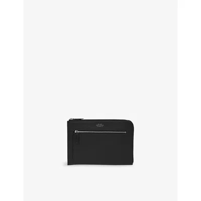 Smythson Black Ludlow Flat Leather Travel Organiser