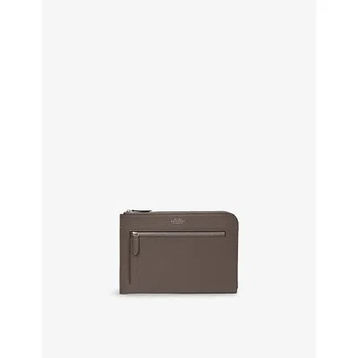 Smythson Dark Taupe Ludlow Flat Leather Travel Organiser