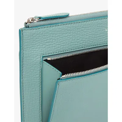 Smythson Mineral Green Ludlow Flat Leather Travel Organiser