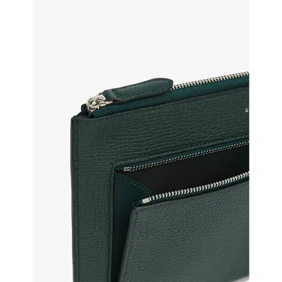 Smythson Bottle Green Ludlow Flat Leather Travel Organiser