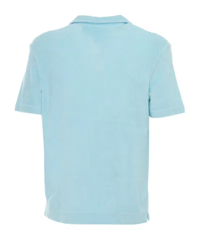 Fedeli Classic Short-sleeved Knitted Polo In Blue