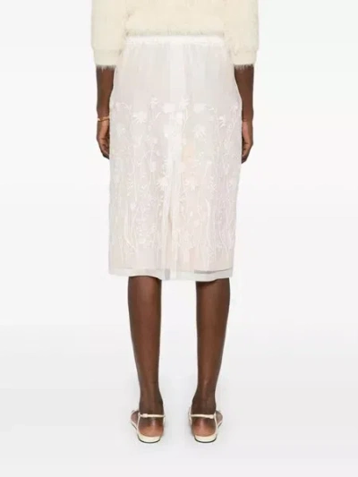 P.a.r.o.s.h Embroidered Longuette Skirt Skirts White