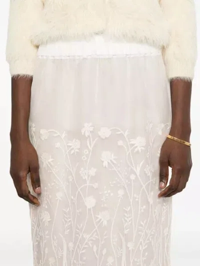 P.a.r.o.s.h Embroidered Longuette Skirt Skirts White