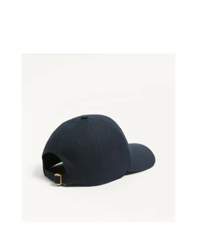 Valentino Garavani Cotton Baseball Cap With Embroidery In Blue