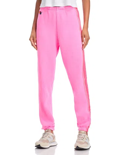 Aviator Nation Rainbow Stripe Sweatpants In Neon Pink