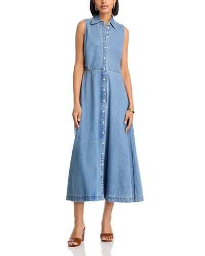 Veronica Beard Fuller Sleeveless Denim Midi Shirtdress