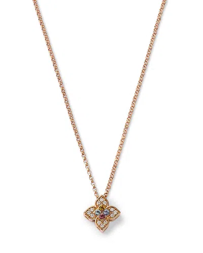 Roberto Coin 18k Yellow Gold Venetian Princess Carnevale Multi Gemstone & Diamond Flower Pendant Necklace, 15-17