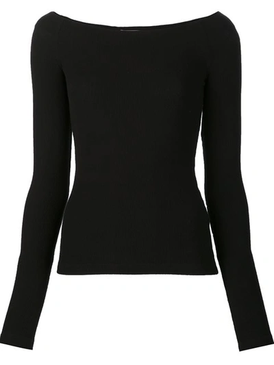 Getting Back To Square One Off Shoulder Long Sleeve Tee In Black