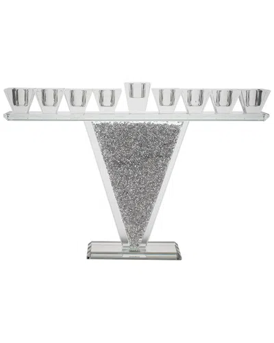 Bt Shalom Crystal Menorah With Silver Inner Stones
