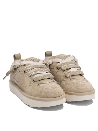 Ugg 'lo Lowmel' Beige Sneakers With Mesh Inserts And Logo On The Side