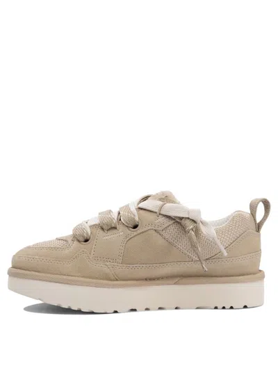 Ugg 'lo Lowmel' Beige Sneakers With Mesh Inserts And Logo On The Side