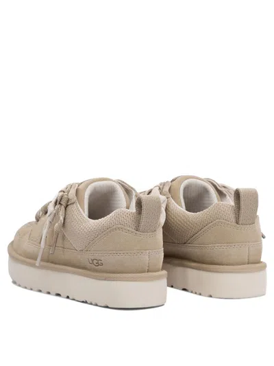 Ugg 'lo Lowmel' Beige Sneakers With Mesh Inserts And Logo On The Side