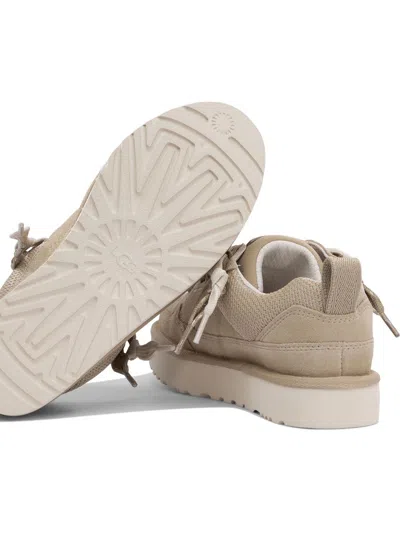 Ugg 'lo Lowmel' Beige Sneakers With Mesh Inserts And Logo On The Side