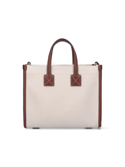Burberry Mini Freya Tote Bag With Horseferry Print And Leather Accents