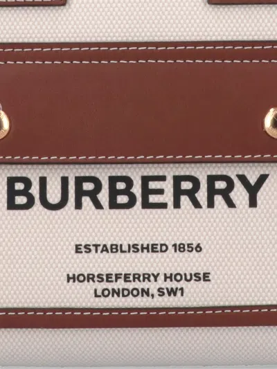 Burberry Mini Freya Tote Bag With Horseferry Print And Leather Accents