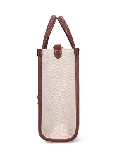 Burberry Mini Freya Tote Bag With Horseferry Print And Leather Accents