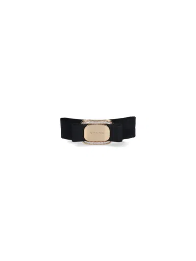 Ferragamo Bow Design Gros Grain Hair Clip With Strass