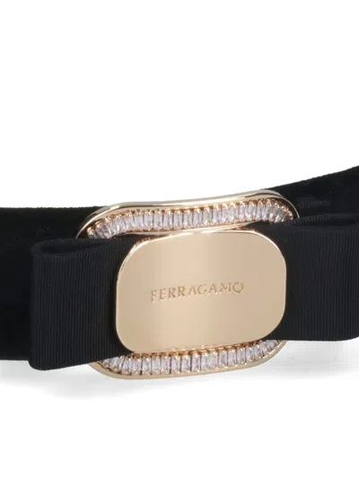 Ferragamo Bow Design Gros Grain Hair Clip With Strass