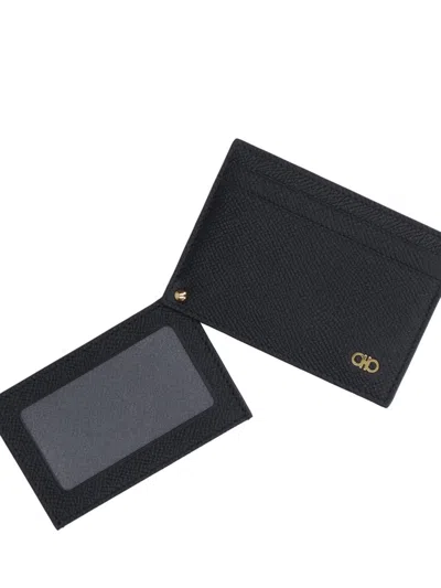 Ferragamo Gancini Bi-fold Wallet In Grained Leather