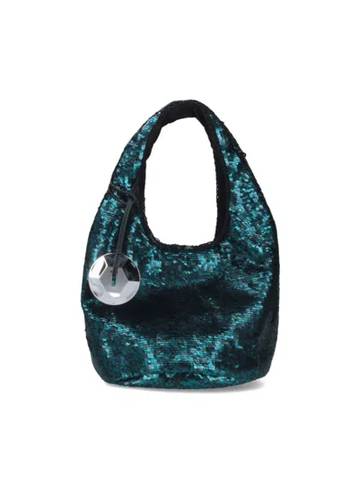 Jw Anderson Sequin Shoulder Bag In Green Polyester
