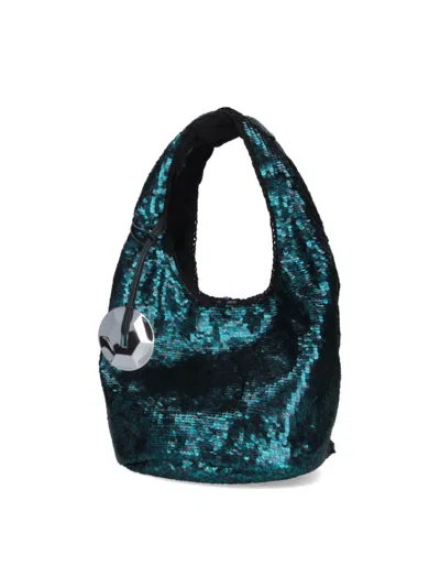 Jw Anderson Sequin Shoulder Bag In Green Polyester
