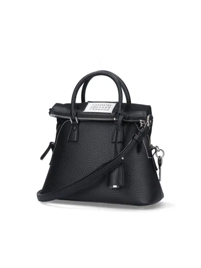 Maison Margiela '5ac Micro' Black Shoulder Bag With Logo Label