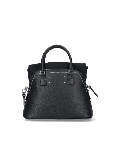 Maison Margiela '5ac Micro' Black Shoulder Bag With Logo Label