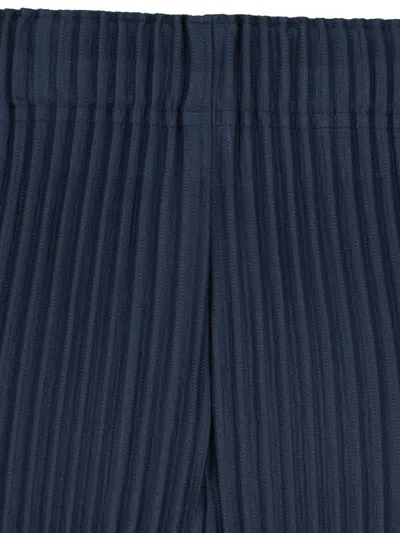 Shop Issey Miyake Homme Plissé  Navy High-waisted Pleated Trousers With Elastic Waistband