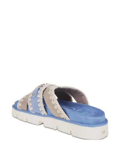 Mou Blue Leather Sandals With Sole