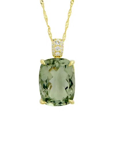 Savvy Cie 18k Plated Silver 20.00 Ct. Tw. Green Amethyst Cz Necklace