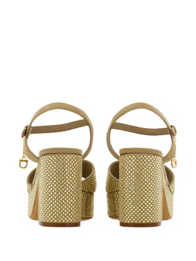 Ferragamo Crystal-embellished Platform Sandal In Gold