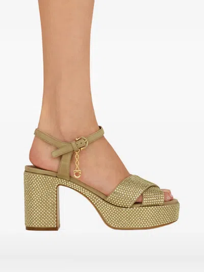 Ferragamo Crystal-embellished Platform Sandal In Gold