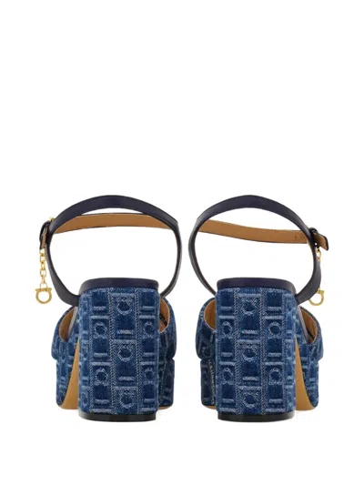 Ferragamo 85mm Monogram Sandals In Blue
