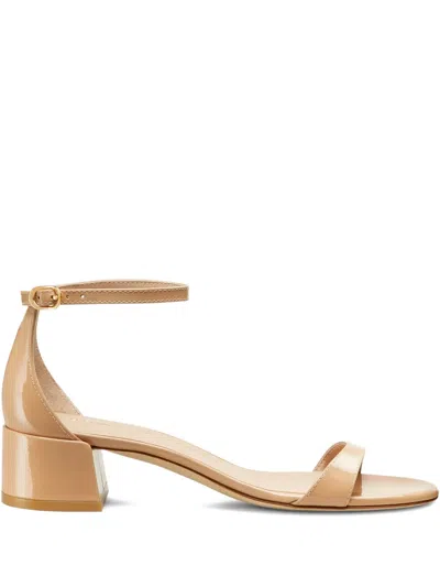 Stuart Weitzman Nudist Patent Ankle-strap Sandals