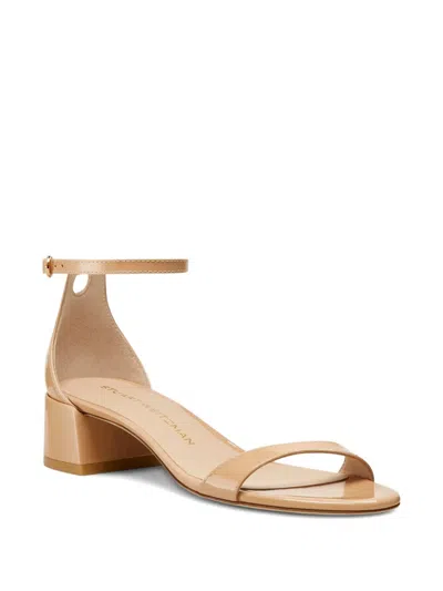 Stuart Weitzman Nudist Patent Ankle-strap Sandals