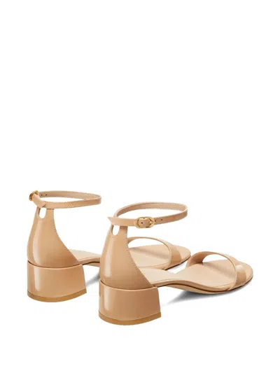 Stuart Weitzman Nudist Patent Ankle-strap Sandals