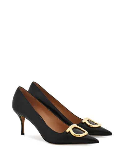 Ferragamo Escarpin Décolleté Maxi Gancini Noir Taille 41 In Black