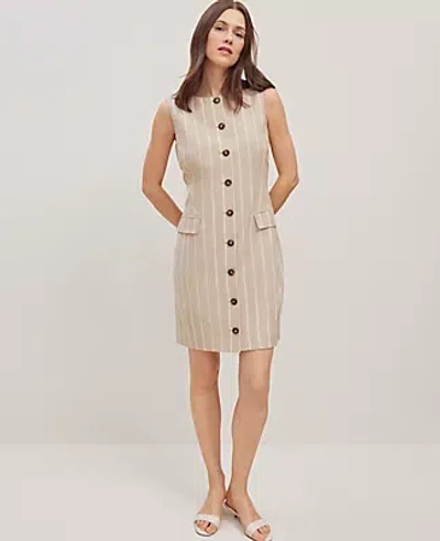 Ann Taylor The Striped Petite Button Pocket Shift Dress