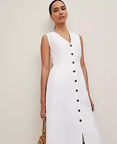 Ann Taylor Petite Linen Blend V-neck Shirtdress